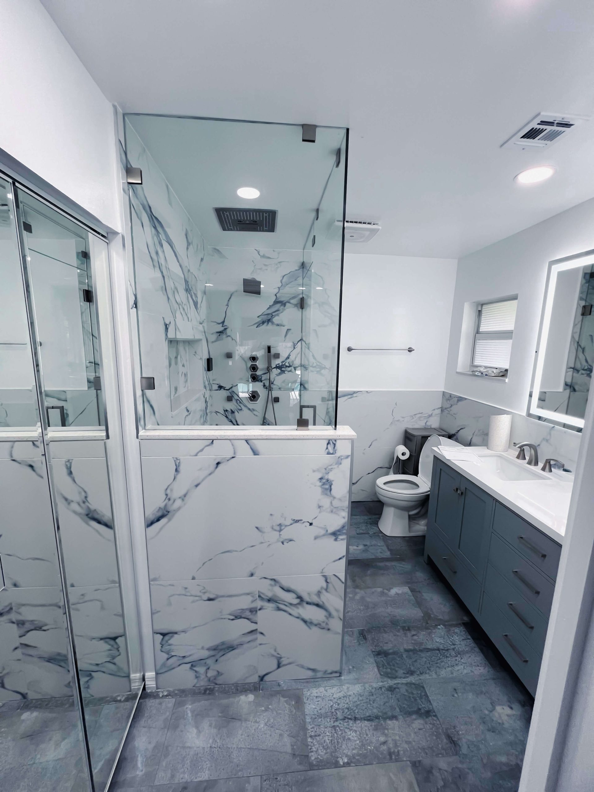 90° Degree Angle Shower 3/8” Clear Monolithic Tempered Glass