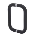 Black modern glass door handle with sleek, minimalist design for safety, style, and functionality.