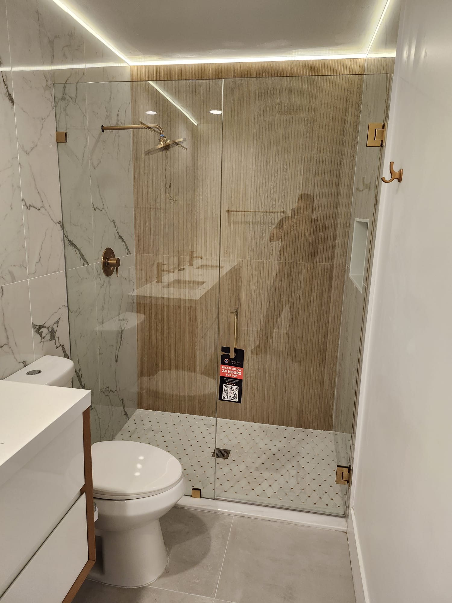 Shower Enclosure at Grassy Bay Drive Residence