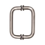 Stainless steel rectangular glass door handle for commercial and residential use.