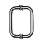 Stainless steel mirror handle for bathroom or furniture decor, durable and polished finish.