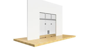Glass door with sleek black mirror surface, perfect for contemporary home or office design.
