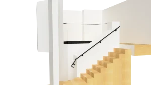 Luxurious glass and mirror balustrade enhancing contemporary staircase aesthetics.