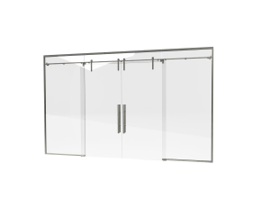 High-quality stainless steel glass mirror cabinet with double doors and hanging bar.