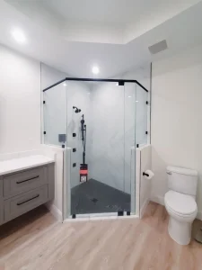 High-quality glass mirror and shower doors for modern bathrooms.