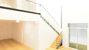 High-quality glass staircase with sleek mirror accents in contemporary interior decor.