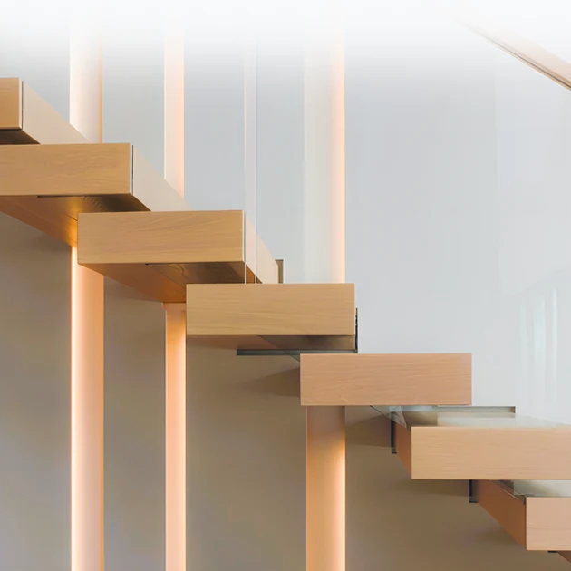 The Chicago floating stairs combine raw industrial strength with minimalist sophistication.