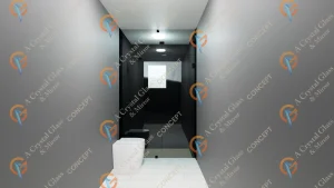 High-quality glass mirror in a sleek, minimalist bathroom setting for contemporary style.