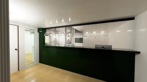 High-quality glass and mirror installation at modern skincare center.