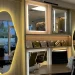 Elegant glass and mirror showroom display.