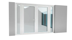 High-quality glass door featuring a white frame, ideal for stylish interior and exterior design.