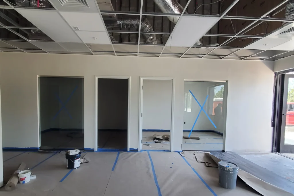 Interior glass partition with top and bottom U-channels at 3800 Crossroads Pkwy, Fort Pierce