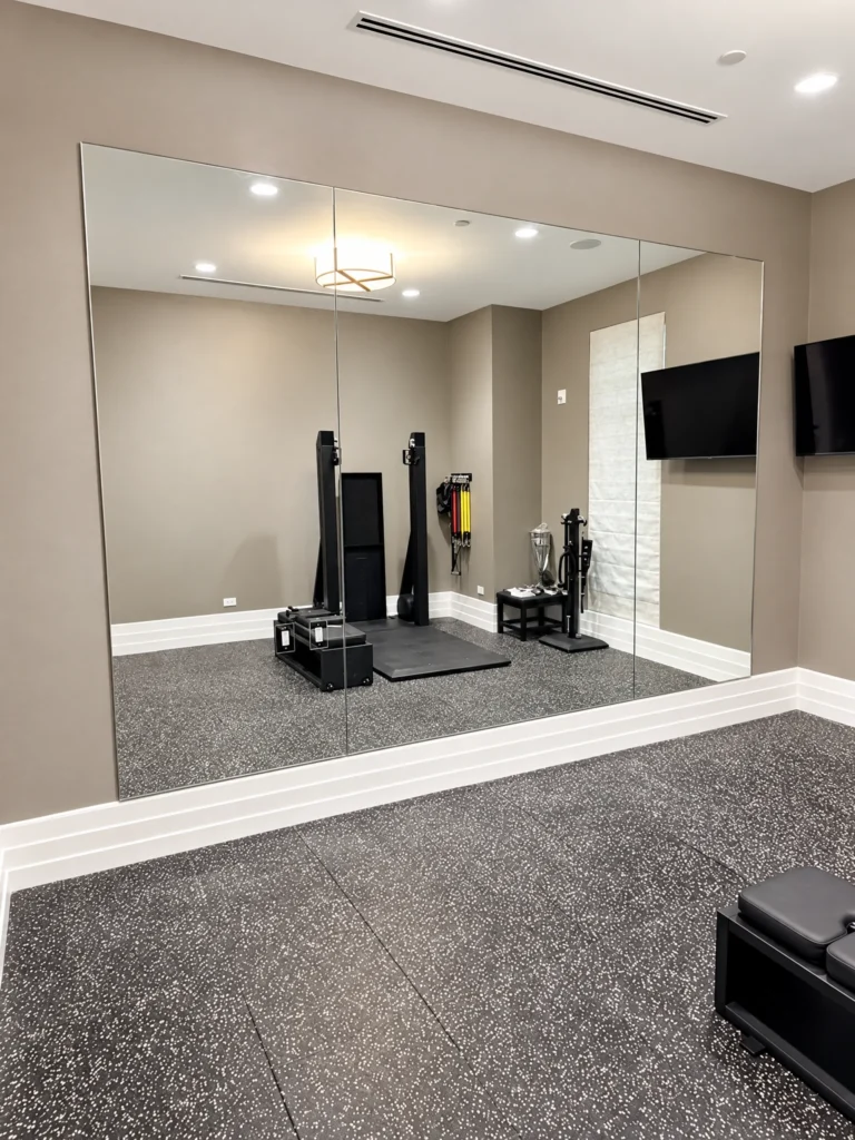 Full wall mirror in the fitness room at High Ridge Country Club, Lake Worth