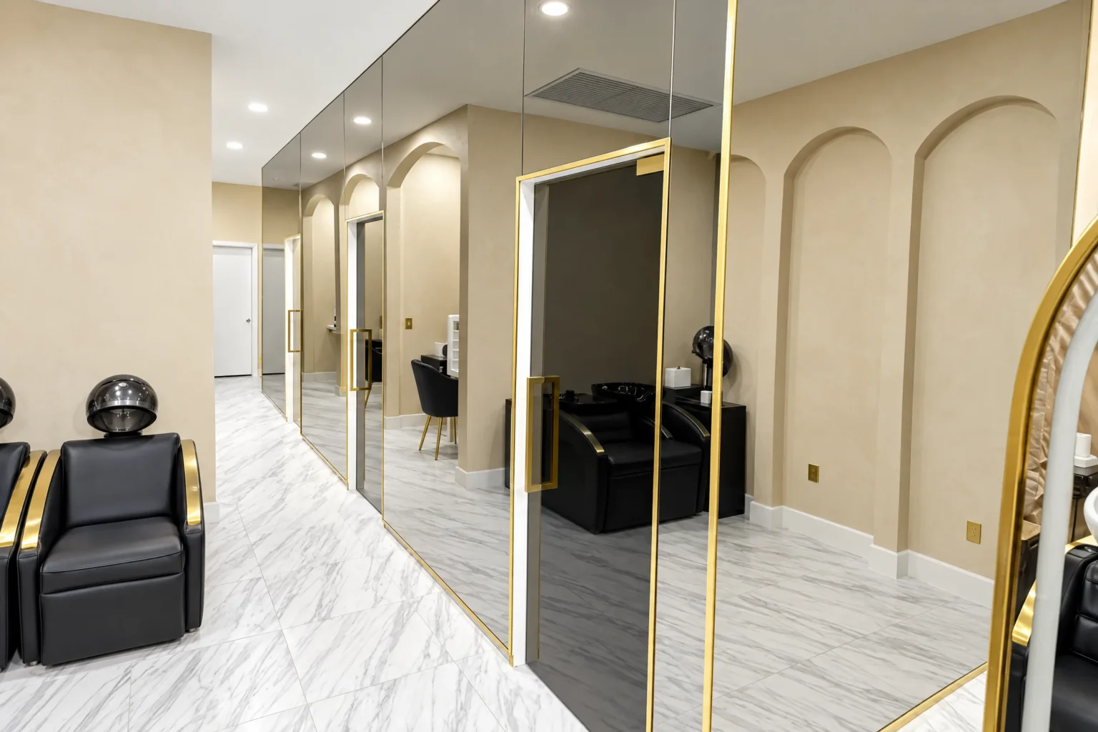 Salon and spa mirror installed by ACG Glass & Metals