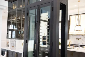 Framed glass wine room