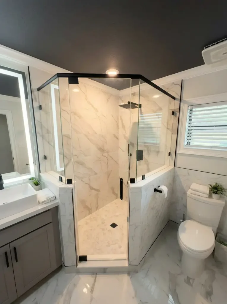 Neo angle shower at the Willow Place Residence